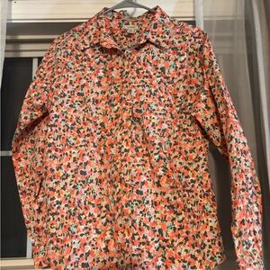 L.L. Bean Multicolor Floral Shirt button down wrinkle free Medium